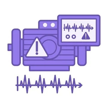 Purple Vibration Sensor Icon. Vector Illustration. Powerful Motor Detecting.. Stock Illustration