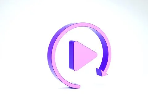 Purple Video play button like simple replay icon isolated on white background 스톡 일러스트