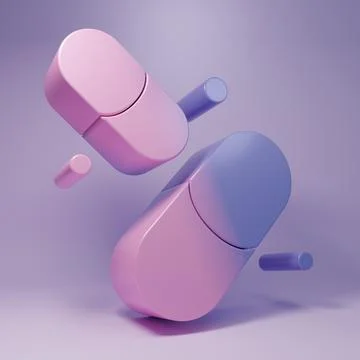 Purple Vitamin complex of pill capsule icon isolated on purple background. .. Stock Illustration