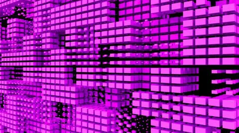 A purple wall of many cubes. Abstract background with purple cubes.  Stock Illustration