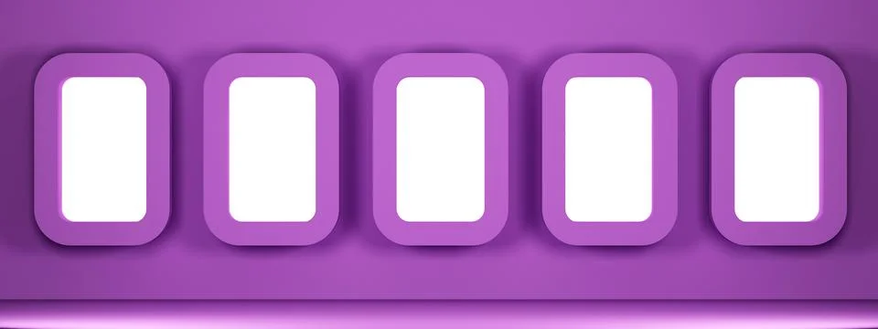 Purple wall with a row of rectangular niches Stock Illustration