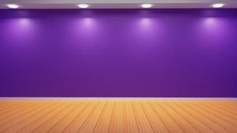 Purple Wall Studio Light with Empty Wooden Floor Background Stock Illustration