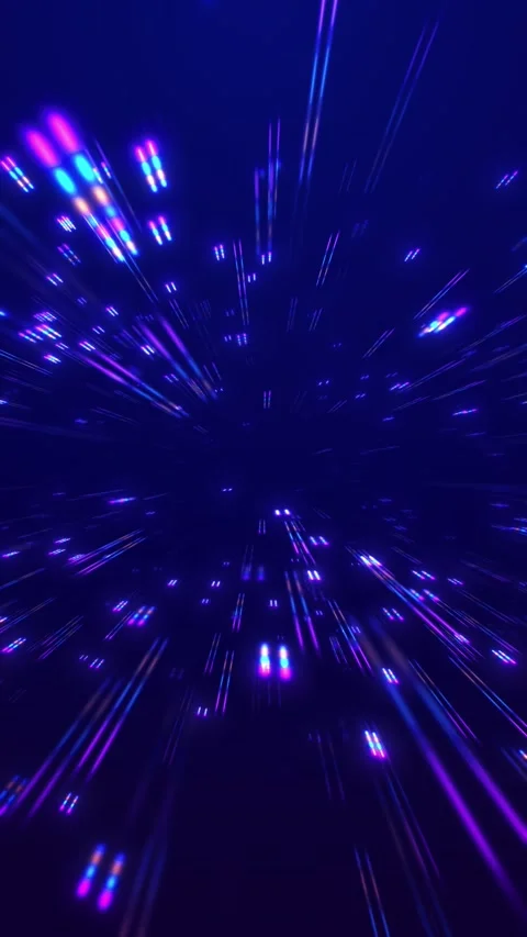 Purple warp speed light fast neon streaks, blue cosmic space, and dynamic tunnel Stock Footage 340479437