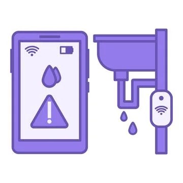 Purple Water Conservation Tech Icon. Vector Illustration. Digital Meter Ale.. Иллюстрация