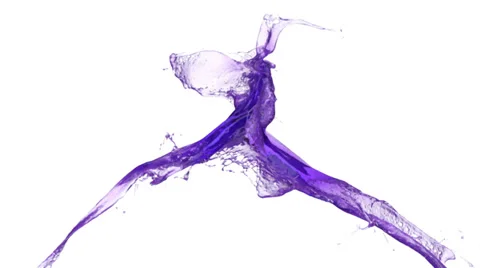 Purple water splashes collide in slow motion, isolated on white (FULL HD) Stockbeeldmateriaal 36587824