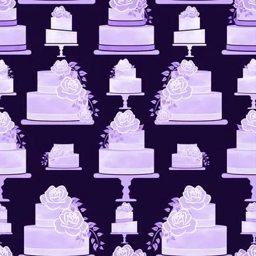 Purple Watercolor Cake Pattern Background Illustration Stock Illustration