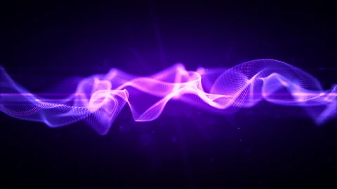 Purple wave flow abstract background, Digital particles with bokeh Stock Footage 217628972