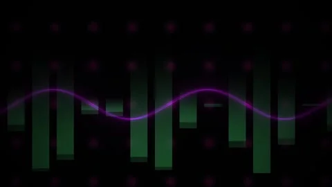 Purple wave on green bars graph. Stock Footage 335426652