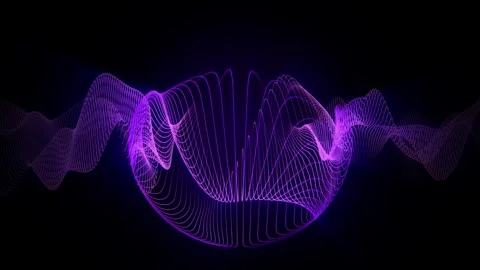 Purple wave sphere animation with glowing energy lines and digital shine effect Stock Footage 315618868