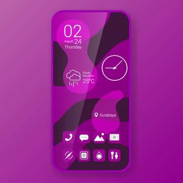 Purple wave theme user interface realistic smartphone design Stock Illustration