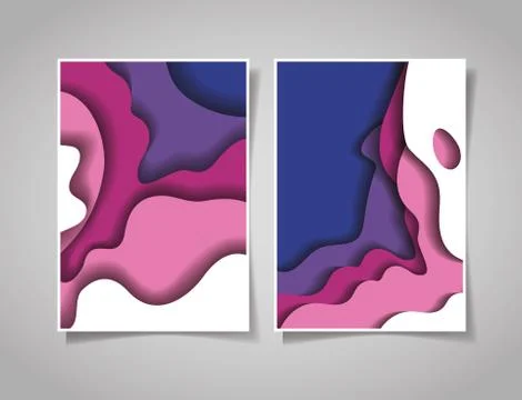 Purple waves backgrounds frames vector design Illustrazione stock