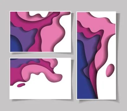 Purple waves backgrounds frames vector design Illustrazione stock