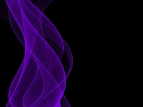 Purple waves on black, border design element Stock Illustration