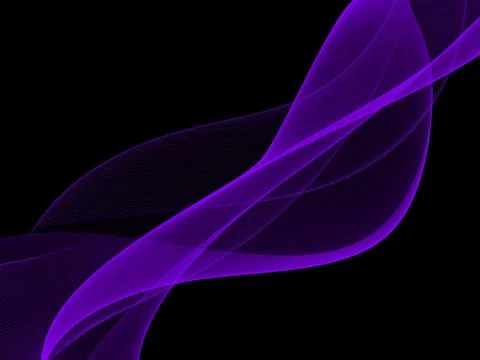 Purple waves on black, border design element Stock Illustration