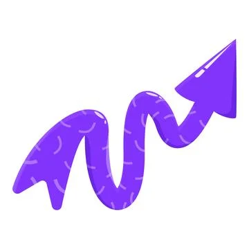 Purple wavy arrow pointing up representing growth and progress Stock Illustration