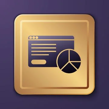 Purple Web analytics information and development website statistic icon isolated Illustrazione stock