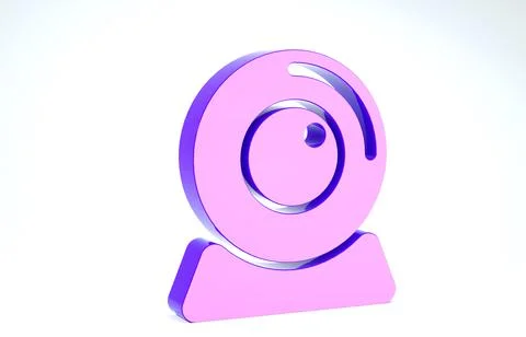 Purple Web camera icon isolated on white background. Chat camera. Webcam icon 库存插图