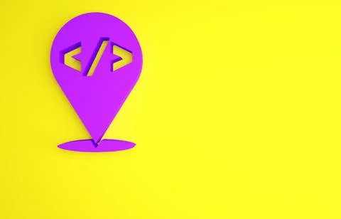 Purple Web design and front end development icon isolated on yellow backgroun Stock Illustration