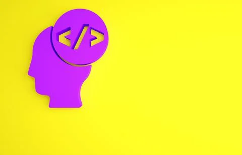 Purple Web design and front end development icon isolated on yellow backgroun Stock Illustration