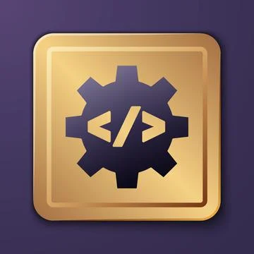 Purple Web design and front end development icon isolated on purple background Stock Illustration