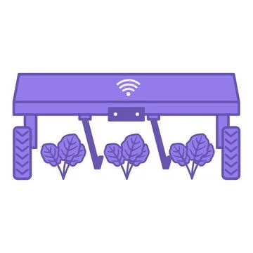 Purple Weeding Robot Icon. Vector Illustration. Smart Autonomous Chemical-F.. Stock Illustration
