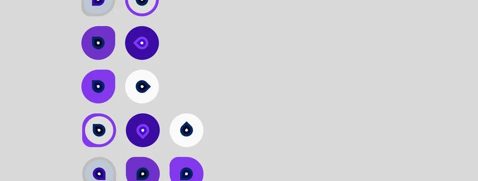 Purple, white circles arranged vertically. Some contain droplet icons, others Stock Illustration