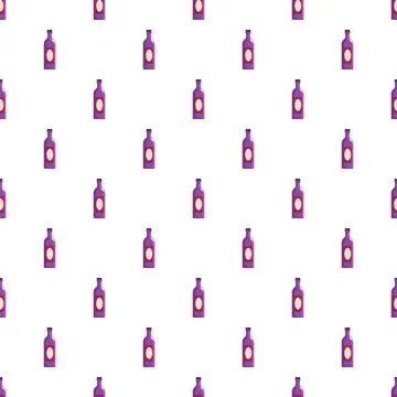 Purple wine bottles creating a seamless repeating pattern Stock Illustration