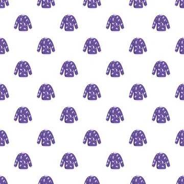 Purple winter sweater seamless pattern with leaves 스톡 일러스트