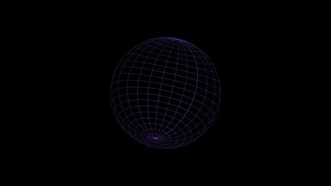 Purple wireframe globe rotating on black background for digital network vis.. Vídeo Stock 343249092