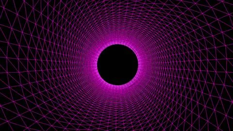 Purple wireframe tunnel, Abstract wireframe funnel. Abstract dynamic wormho.. Stock Illustration