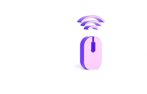 Purple Wireless computer mouse system icon isolated on white background. Inte イラスト素材