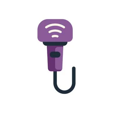 Purple wireless microphone transmitting audio signal Stock Illustration