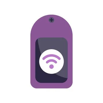 Purple wireless smart tag for tracking lost items Illustrazione stock