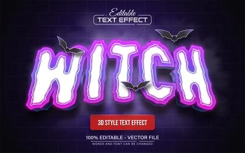 Purple witch 3d text effect editable Stock Illustration
