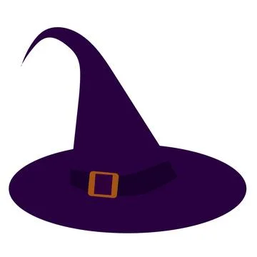 Purple witch hat with buckle. Vector illustration on white background. Stock Illustration