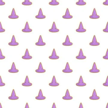 Purple witch hat seamless pattern for halloween background Stock Illustration