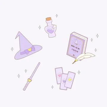 Purple witch magic elements イラスト素材