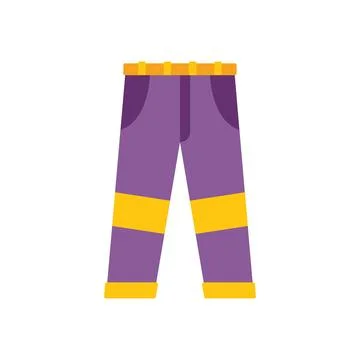 Purple work pants with yellow stripes and belt showing safety and style Illustrazione stock