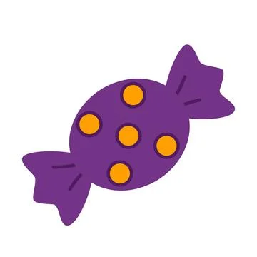 Purple Wrapped Candy With Orange Dots Halloween Vector Stock Illustration