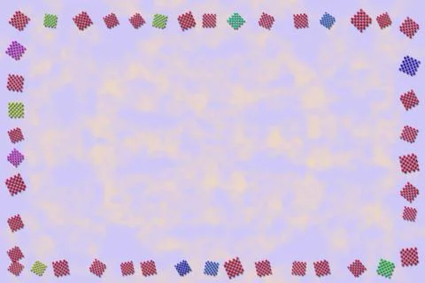 Purple yellow frame with colored chess grids by side Stock Illustration