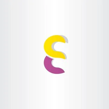 Purple yellow letter e logotype logo symbol Stock Illustration