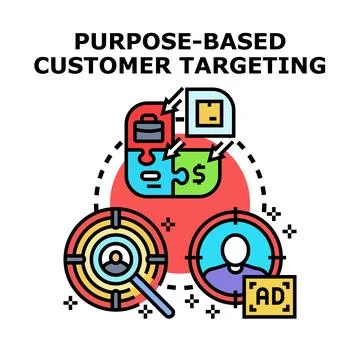 Purpose based customer targeting concept vector illustration Stock Illustration