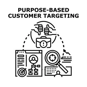 Purpose based customer targeting concept business strategy Stock Illustration