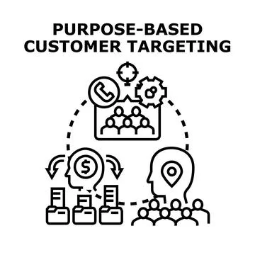 Purpose based customer targeting marketing strategy illustration Stock Illustration