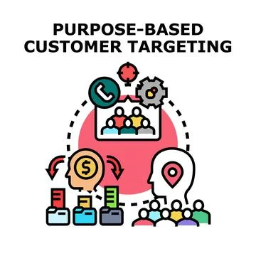 Purpose based customer targeting marketing strategy illustration Stock Illustration