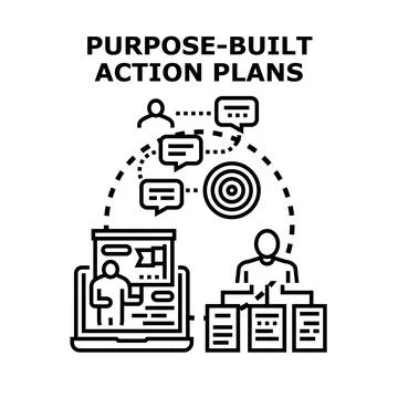 Purpose built action plans for business strategy development Illustrazione stock