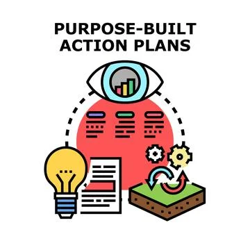 Purpose built action plans development process illustration Stock Illustration
