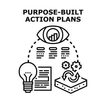 Purpose built action plans development process illustration Stock Illustration