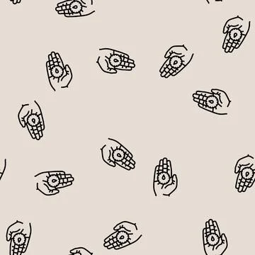 Purpose compass motivation line seamless pattern Stock Illustration