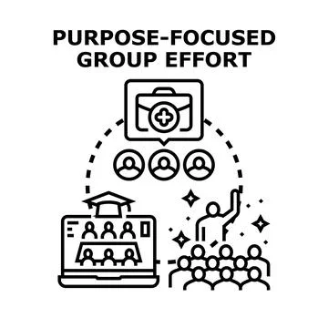 Purpose focused group collaboration and business team effort Stock Illustration